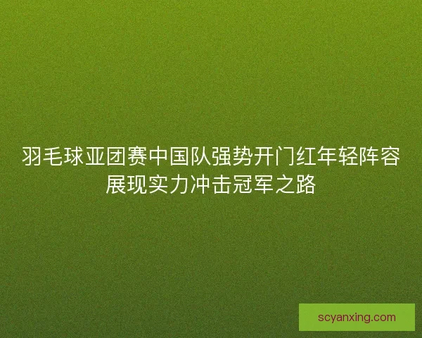 羽毛球亚团赛中国队强势开门红年轻阵容展现实力冲击冠军之路